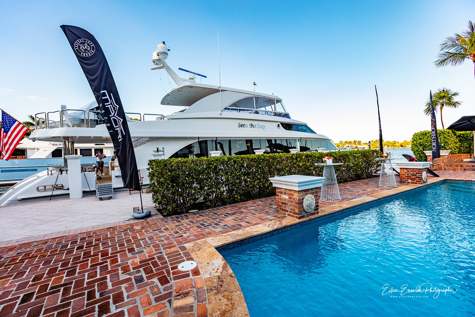 SEAS THE DAY Yacht for Sale on display at our signature estate during FLIBS